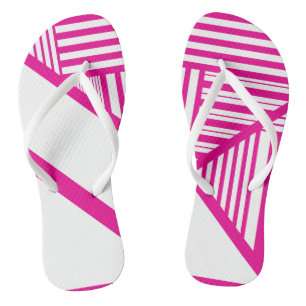 Driehoekige strepen in Magenta en Wit Teenslippers