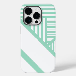 Driehoekige strepen - Mint Groen en Wit Case-Mate iPhone 14 Pro Hoesje