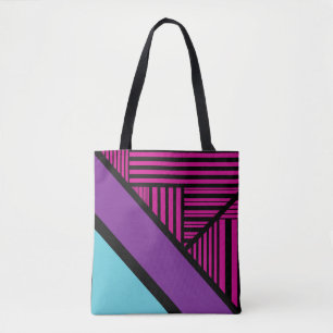 Driehoekige strepen - roze, Paarse, blauw en zwart Draagtas