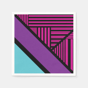 Driehoekige strepen - roze, Paarse, blauw en zwart Servet