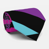 Driehoekige strepen - roze, Paarse, blauw en zwart Stropdas (Opgerold)