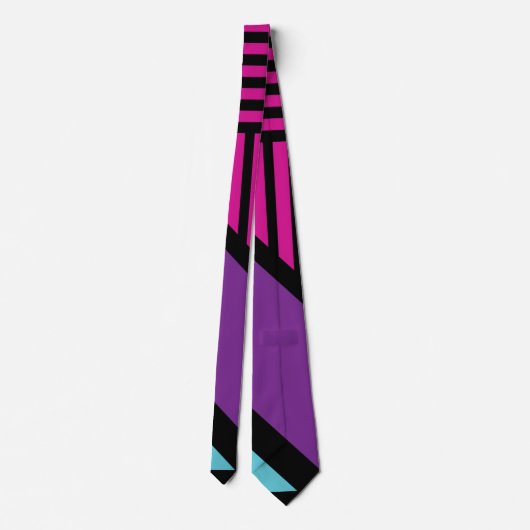 Driehoekige strepen - roze, Paarse, blauw en zwart Stropdas (Achterkant)