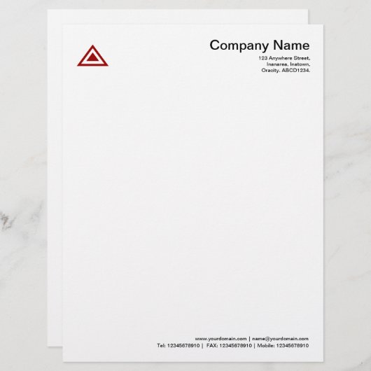 Driehoekige vorm - Ruby Red Custom Briefhoofd (Voorkant / Achterkant)