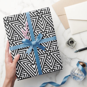 Driehoekloze driehoek zwart-wit kunstdeco cadeaupapier