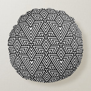 Driehoekloze driehoek zwart-wit kunstdeco rond kussen