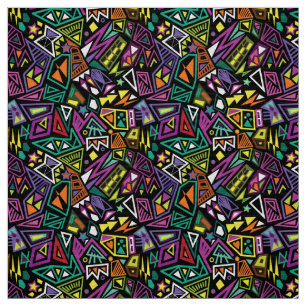 Driehoekse pop art cool helder zwart groen patroon stof