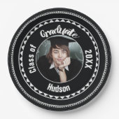 Driehoekspatroon Afstuderen Fotonaam jaar Papieren Bordje (Voorkant)