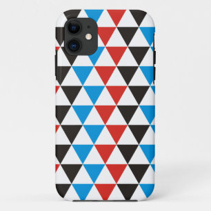 driehoekspatroon zwart rood blauw + uw idee iPhone 11 hoesje