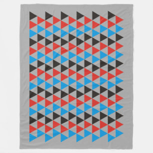 driehoekspatroon zwart rood blauw + uw idee fleece deken