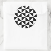 Driehoekspatroon zwart-wit ronde sticker (Tas)