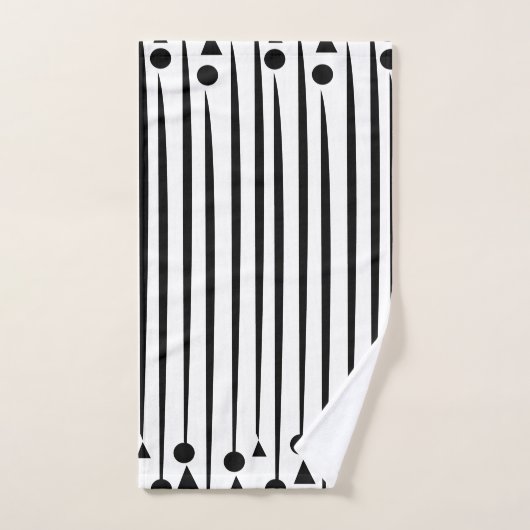 Driehoekspatroon zwarte en witte cirkel bad handdoek (Handdoek)