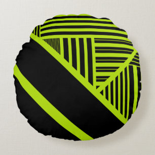 Driehoekstrepen - Kalkgroen Rond Kussen