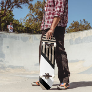 Driehoekstrepen - Taupe, zwart en wit Skateboard