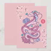 DRIEHOOFD DRACHEN NIEUWJAAR FEESTDAGENKAART (Voorkant / Achterkant)