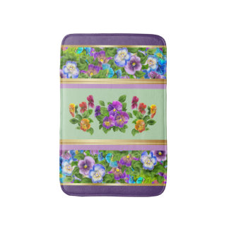 Driekleurig Violet Bloemen Waterverf Bloemstuk Cot Badmat