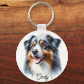 Driekleurige Australische herder Sleutelhanger (Voorkant)