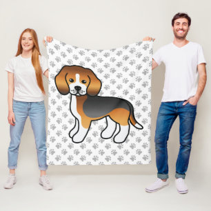 Driekleurige Beagle Cartoon Hond En Pootjes Fleece Deken