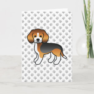 Driekleurige Beagle Schattige Cartoon Hond Kaart