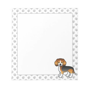 Driekleurige Beagle Schattige Cartoon Hond & Pootj Notitieblok
