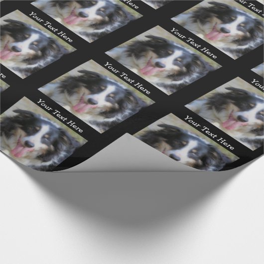 Driekleurige Border Collie Dog Cadeaupapier (Hoek)