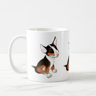 Driekleurige bull terrier pup mok