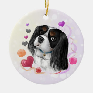 Driekleurige Cavalier King Charles Spaniel Keramisch Ornament