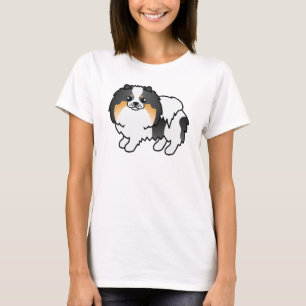 Driekleurige Cute Cartoon Pommer Pomeranian Hond T-shirt
