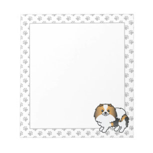 Driekleurige dwergspitz Hond Cute Cartoon Hond Notitieblok