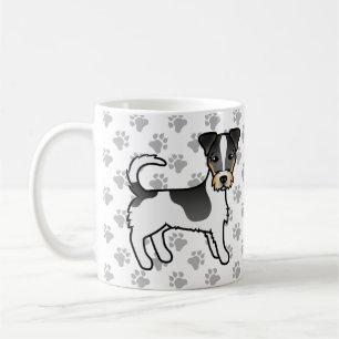 Driekleurige Jack Russell Terrier-hond met ruwe va Koffiemok