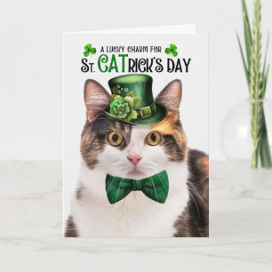 Driekleurige Kat Grappige St. Patrick's Dag Geluks Feestdagen Kaart