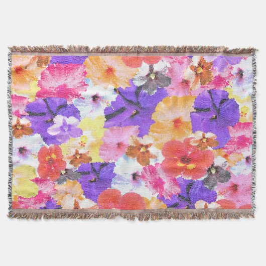 driekleurige mozaïek hibiscus bloemen, deken (Voorkant)