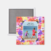 driekleurige mozaïek hibiscus bloemen, magneet (Voorkant / Achterkant)