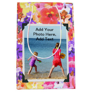 driekleurige mozaïek hibiscus bloemen, medium cadeauzakje