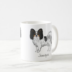 Driekleurige Papillon Mooie Hond Met Aangepaste Na Koffiemok