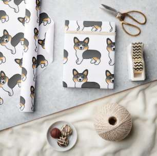 Driekleurige Pembroke Welsh Corgi Cartoon Hond Cadeaupapier
