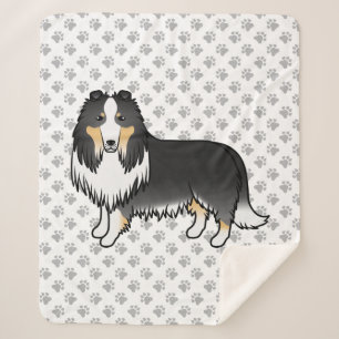 Driekleurige Rough Collie Schattige Cartoon Hond & Sherpa Deken