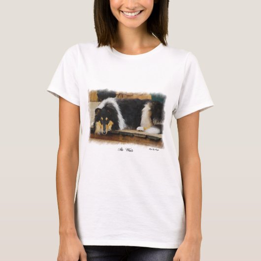 Driekleurige ruw collie-cadeaus t-shirt (Voorkant)