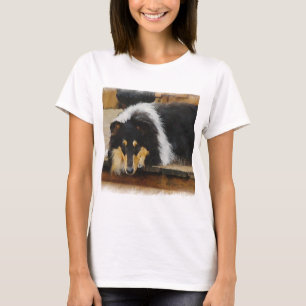 Driekleurige ruw collie-cadeaus t-shirt