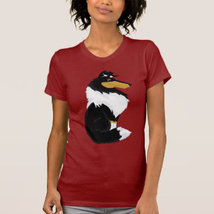 Driekleurige, ruwe Collie Cartoon Shirt van vrouwe