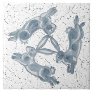  drieknoppenkonijn - Trioblauw en witte vloed Tegeltje