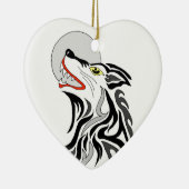 driekuntswolfskop op de maan keramisch ornament (Rechts)