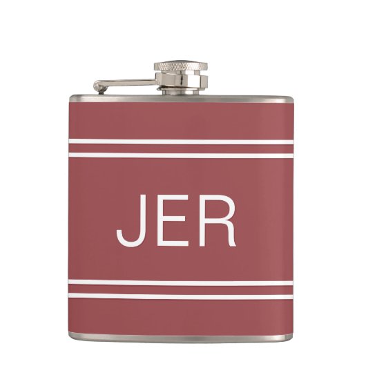 Drieletterige initialen in monogram gemerkt donker heupfles (Voorkant)