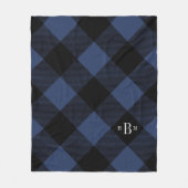 Drieletterige Monogram Blauwe Buffelcontrole Fleece Deken (Voorkant)