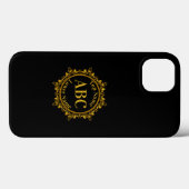 Drieletterige monogram en naam in Gold Circle Lijs Case-Mate iPhone Case (Achterkant (horizontaal))