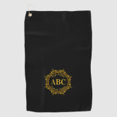 Drieletterige monogram en naam in Gold Circle Lijs Golfhanddoek (Voorkant)