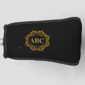 Drieletterige monogram en naam in Gold Circle Lijs Golfheadcover (Voorkant)