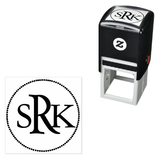 Drieletterige monogram zelfinkend stempel (In situ)