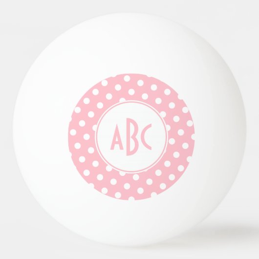 Drieletterige roze en witte poka Dots Monogram Pingpongballen (Voorkant)