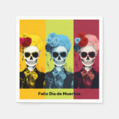 Drieluik van Dia de Muertos Calavera Catrina Servet (Voorkant)