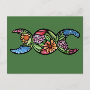 Driemaal Maan Godin Symbool Bloem Briefkaart